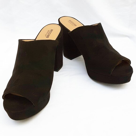 MOSSIMO Black Suede Platform Mules | Size 11M w/Box - Picture 2 of 12